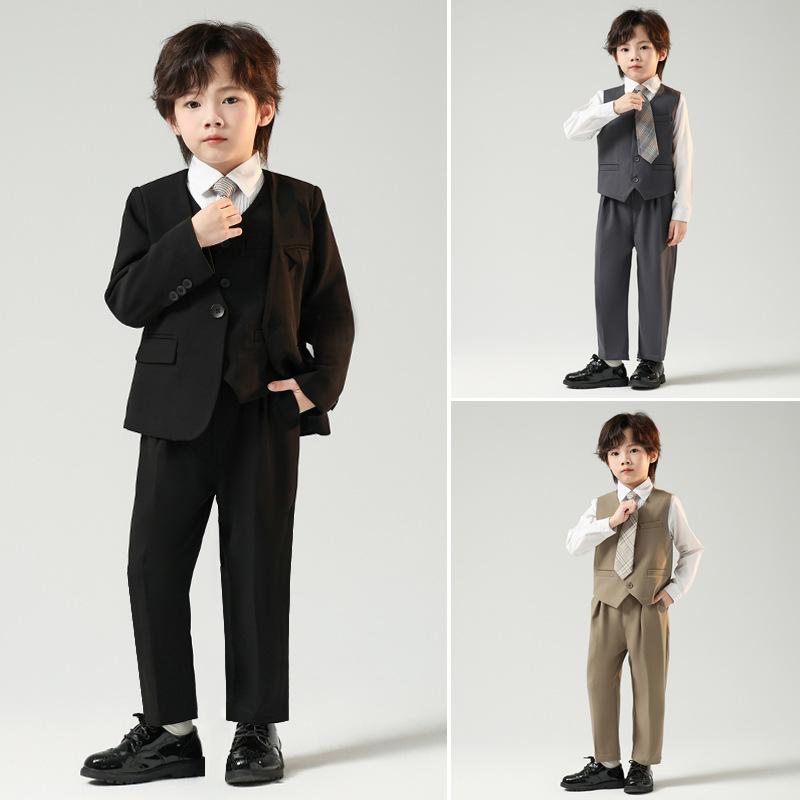 スーツ 男の子 ジャケット ブレザー カジュアル セットアップ 発表会 ステージ衣装 セレモニー 結婚式 リングボーイ 七五三 誕生日 記念日 フォーマル 礼服 秋冬 長袖 無地 ポリエステル混紡 柔らかい
