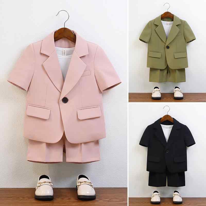 スーツ キッズ 男の子 ボーイズ 子供服 半袖 ジャケット ショートパンツ セットアップ 春夏 カジュアル フォーマル 英国風 おしゃれ かっこいい 発表会 結婚式 パーティー 記念撮影 ステージ衣装
