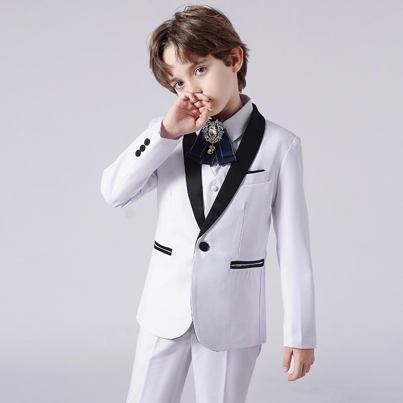 キッズ 男の子 フォーマルスーツ ホワイト 韓国風 入学式 卒業式 結婚式 七五三 パーティー 発表会 演奏会 舞台衣装 イベント 記念撮影 リングボーイ 礼服 ポリエステル スリムフィット シングルブレスト 春夏秋 おしゃれ かっこいい