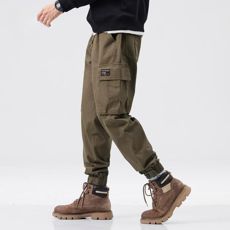 カーゴパンツ メンズ 男性用 ゆったり ルーズフィット 大きいサイズ ビッグサイズ ロング丈 多ポケット ジョガー 裾絞り 綿100% 丈夫 高耐久 春秋 カジュアル スポーツ アウトドア 普段使い