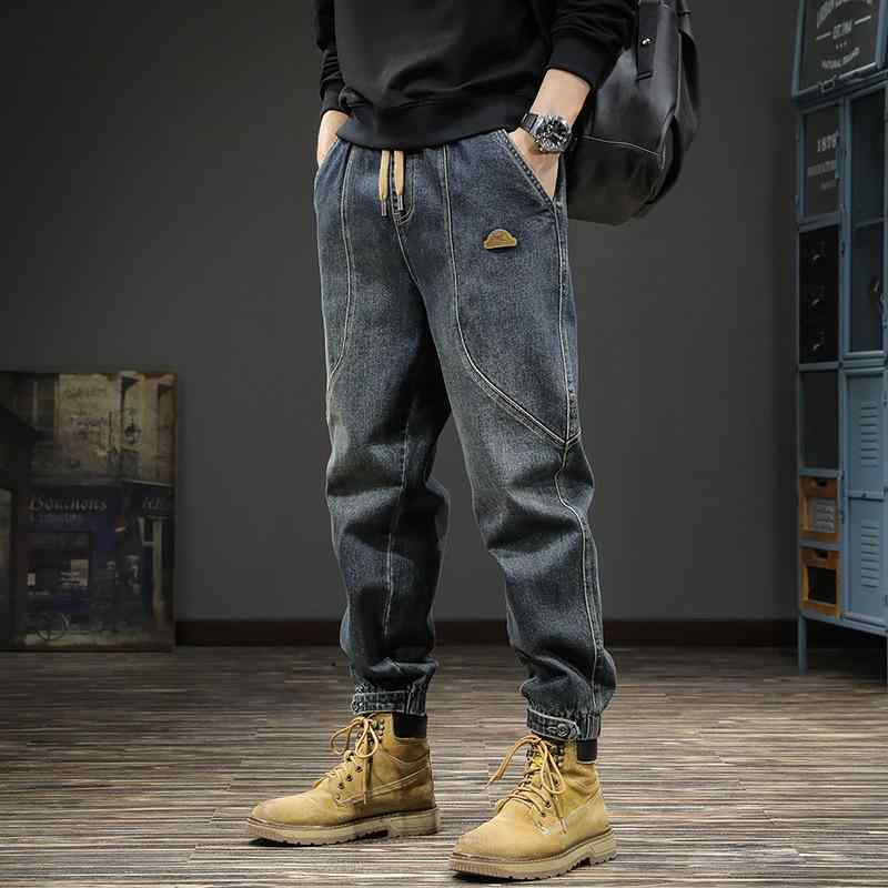デニムパンツ メンズ 男性用 10代 20代 ハーレム ジョガー テーパード ゆったり ルーズ ワイド 大きいサイズ ビッグサイズ カジュアル アメカジ 綿混 ストレッチ 多ポケット 立体裁断 ブルー系 インディゴ 春秋 ジーパン