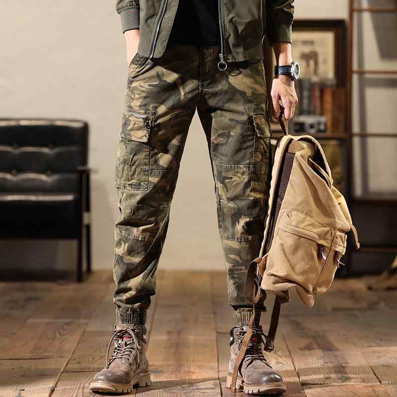 カーゴパンツ メンズ 秋冬 カーキ 迷彩柄 ジョガーパンツ タクティカル パラシュートパンツ アウトドア カジュアル 高級感 綿 耐摩耗性 高弾性 丈夫 長ズボン