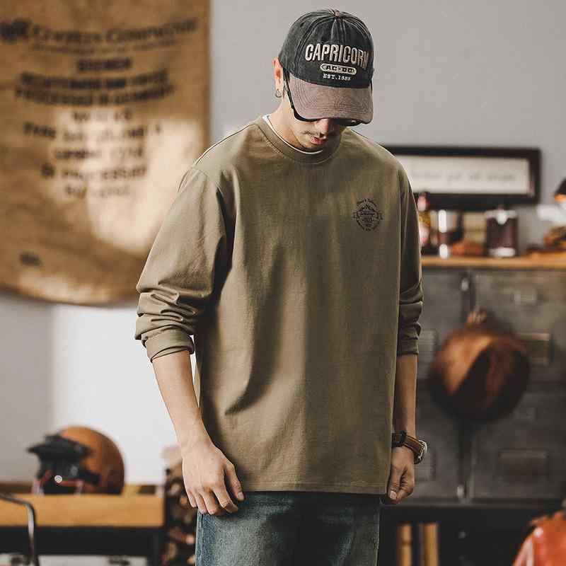 Tシャツ メンズ 長袖 男性用 トップス ゆったり ビッグシルエット ルーズフィット ヘビーウェイト 260g 厚手 コットン 綿 精梳綿 クルーネック 丸首 アルファベット プリント アメカジ ストリート カジュアル 普段使い 抗菌 春秋