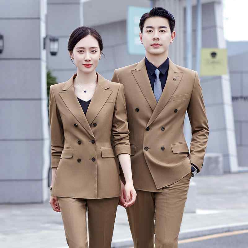 スーツ ユニセックス セットアップ フォーマル ビジネス 制服 ユニフォーム ロイヤルブルー スリムフィット ジャケット スラックス 銀行員 ディーラー 営業 接客 ホテル オフィス 通勤 ウォッシャブル イージーケア ポリエステル 耐久性