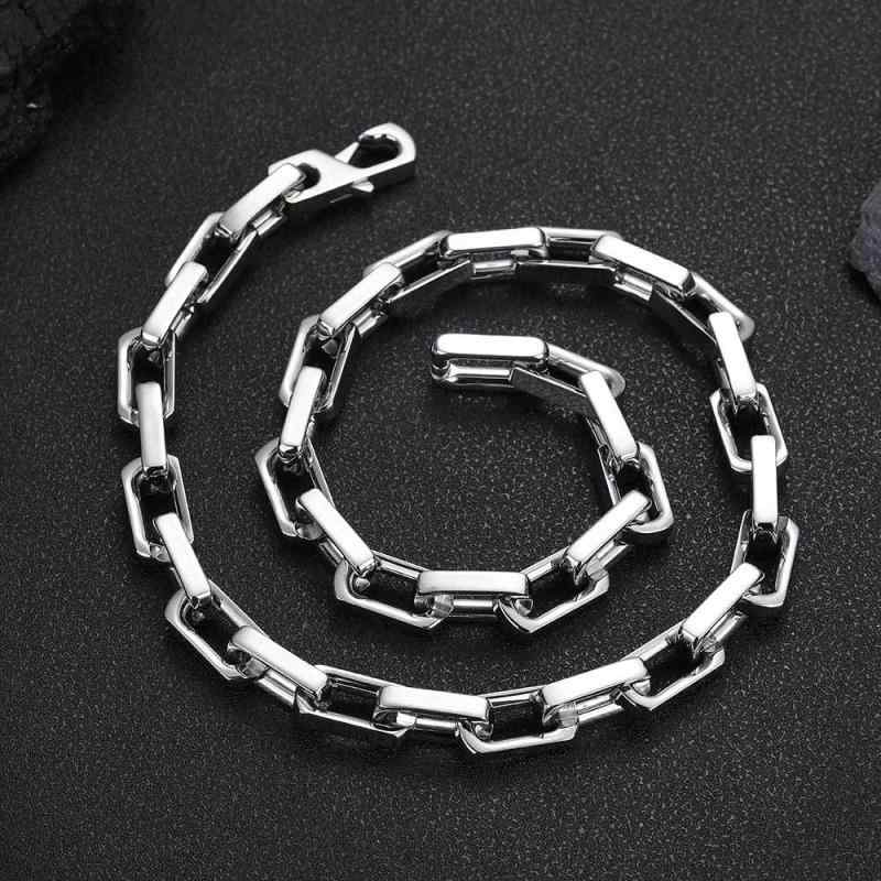 ネックレス メンズ 男性用 ステンレス 首飾り ヒップホップ ストリートファッション 個性的 バンブーチェーン 9mm 角型留め具 ゴールド シルバー コンビカラー 電気メッキ加工
