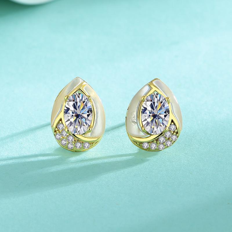 ピアス レディース 女性用 925スターリングシルバー 18金ゴールドコーティング 電気メッキ加工 モアサナイト ジルコニア 卵形 楕円 水滴 ドロップ ファッション通勤 オフィス カジュアル 普段使い 多用途