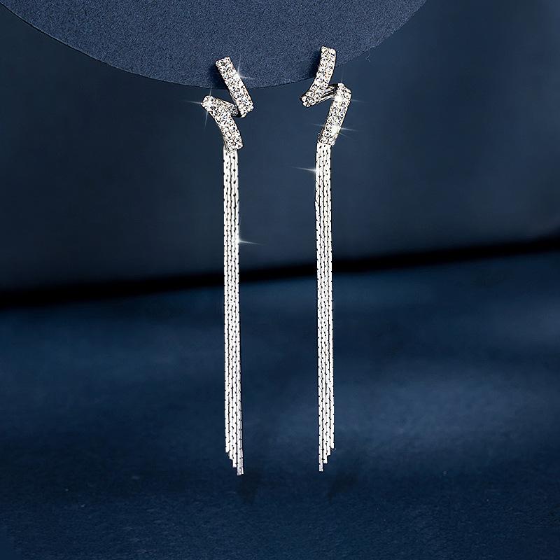 ピアス レディース S925 スターリングシルバー 純銀 総銀製 ロング タッセル フリンジ エレガント 上品 ライトラグジュアリー 華やか 存在感 シルバー