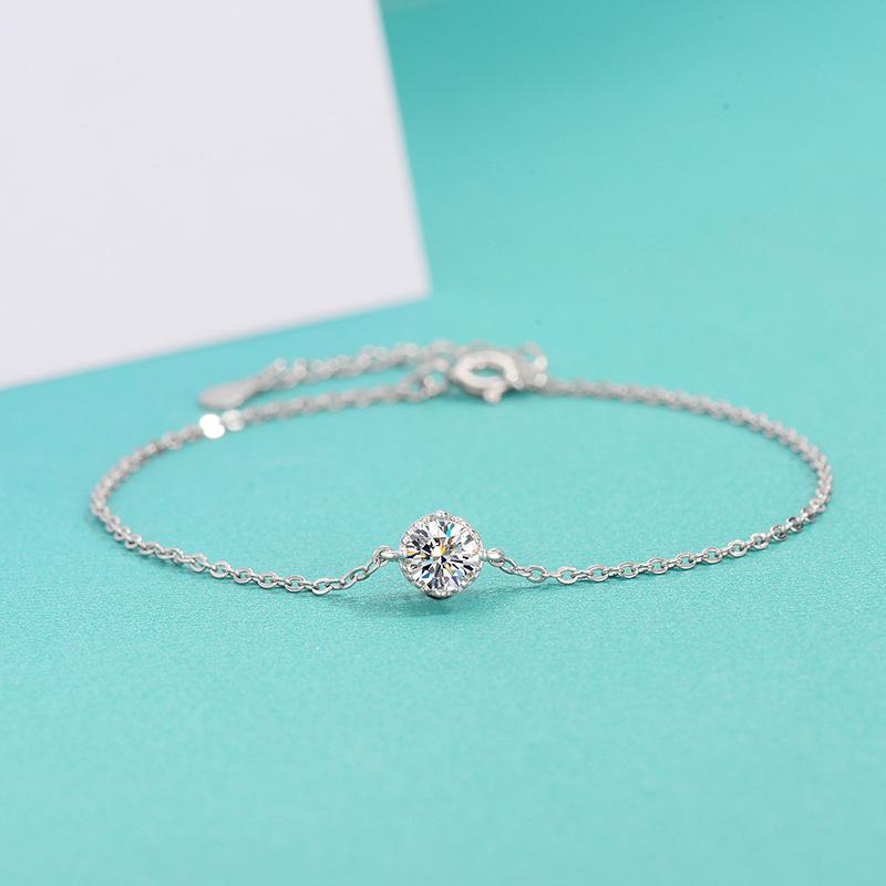 ブレスレット レディース 女性用 S925純銀 モアサナイト シンプル おしゃれ 上品 高級感 幾何学モチーフ ラウンド 普段使い オフィス カジュアル ジュエリー アクセサリー 電気メッキ加工