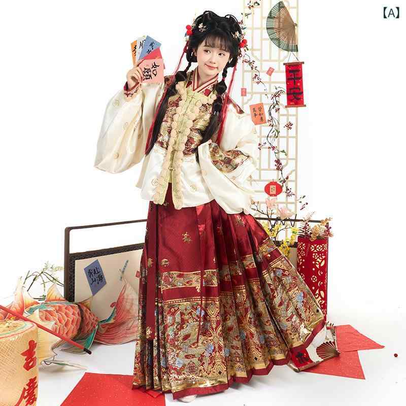 漢服 レディース お上さん用 目あたらしい青写真 金蛇柄 明風 真四角のど首 角襟 琵琶捩り マーメンスカート 裏起毛 フリース 朦々たる 肉厚 秋冬 正月服 新年お召しもの 晴れ着