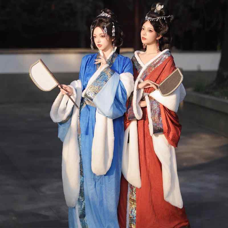 晋制漢服 レディース 秋冬 仙女風 優雅 トレーン 引き裾 直裾 オリジナルデザイン 日常使い セットアップ ポリエステル 妲己モチーフ 戦国袍 舞台 イベント コスプレ 9,842円
