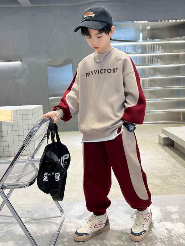 スウェット キッズ 男の子 ジュニア セットアップ 上下セット スポーツウェア 春秋 韓国風 トレーナー ロングパンツ コットン 柔らか素材 カジュアル アクティブウェア 通学 普段着 ネイビー カーキ