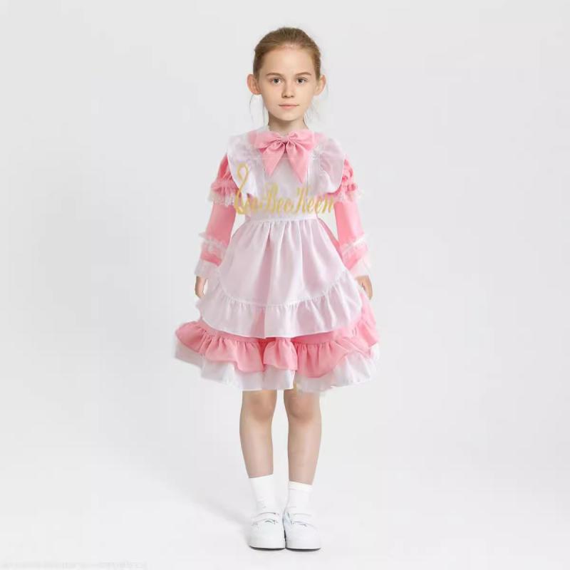 コスプレ衣装 レディース 女の子 子供 3色 ロリータドレス アリス メイド服 舞台衣装 発表会 イベント ハロウィン ポリエステル 綿混紡 日系 甜美 ガーリー かわいい