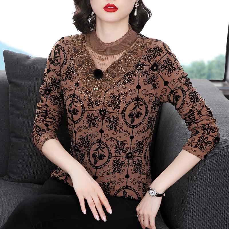Tシャツ ミセス 女性用 裏起毛 インナー トップス 秋冬 ロンT ストレッチ 伸縮性 保温 あったか ポリエステル ポリウレタン クルーネック 丸首 スリム フィット カーキ 通勤 きれいめ カジュアル