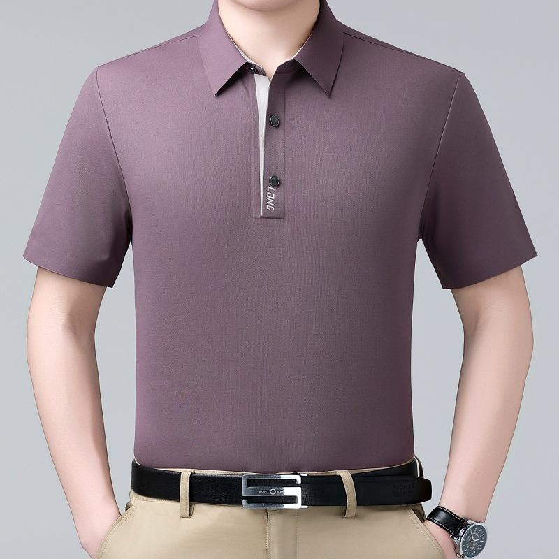 トップス メンズ 男性用 半袖Tシャツ シルク ビジネス カジュアル 通勤 普段使い 着回し ゆったり 通気性 抗菌 吸湿速乾 ノーアイロン シワになりにくい 襟付き 春夏