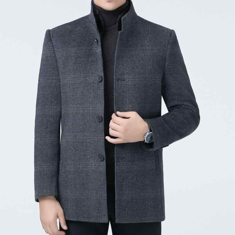 コート メンズ 男性用 ダブルフェイス ウール カシミヤ スタンドカラー 厚手 暖かい 防寒 ダウンライナー 羽毛インナー ビジネス 通勤 フォーマル アウター 秋冬