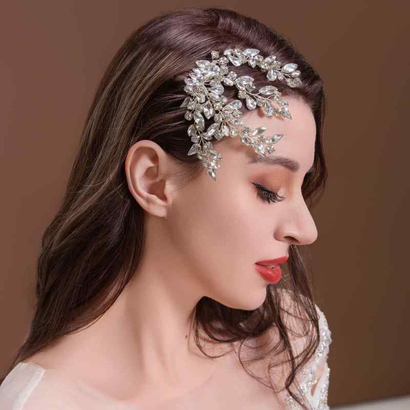 ヘアアクセサリー レディース 欧米風 手作り ラインストーン 花嫁 ブライダル ウェディング ヘアコーム 挿し櫛 アップスタイル 髪飾り サイド飾り 水滴形 合金 シルバー 結婚式 パーティー 二次会 お呼ばれ フォーマル 上品 エレガント