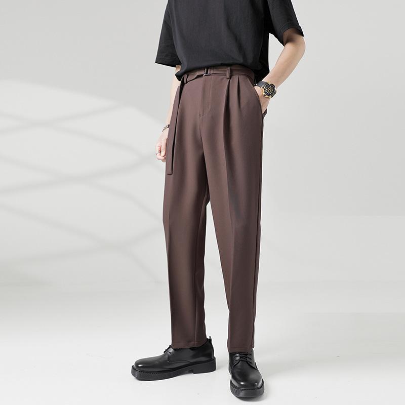 スラックス メンズ 男性用 ビジカジ 通勤 オフィス 普段使い きれいめ ins風 ワイド ストレート ドレープ 綿 ポリエステル 大きいサイズ 通年