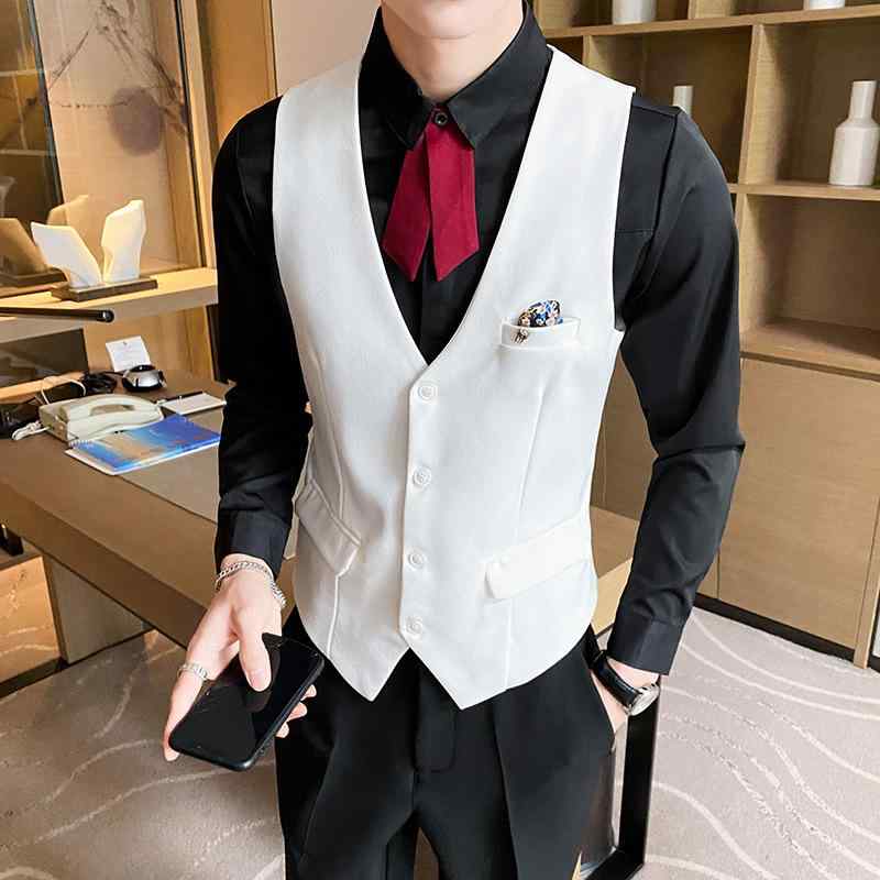 ベスト 男女兼用 ユニセックス 作業着 制服 ユニフォーム 飲食店 サービス業 バー レストラン ビリヤード カジュアル Vネック 前開き シングルボタン ストレートシルエット 綿混 ポリエステル 春秋冬