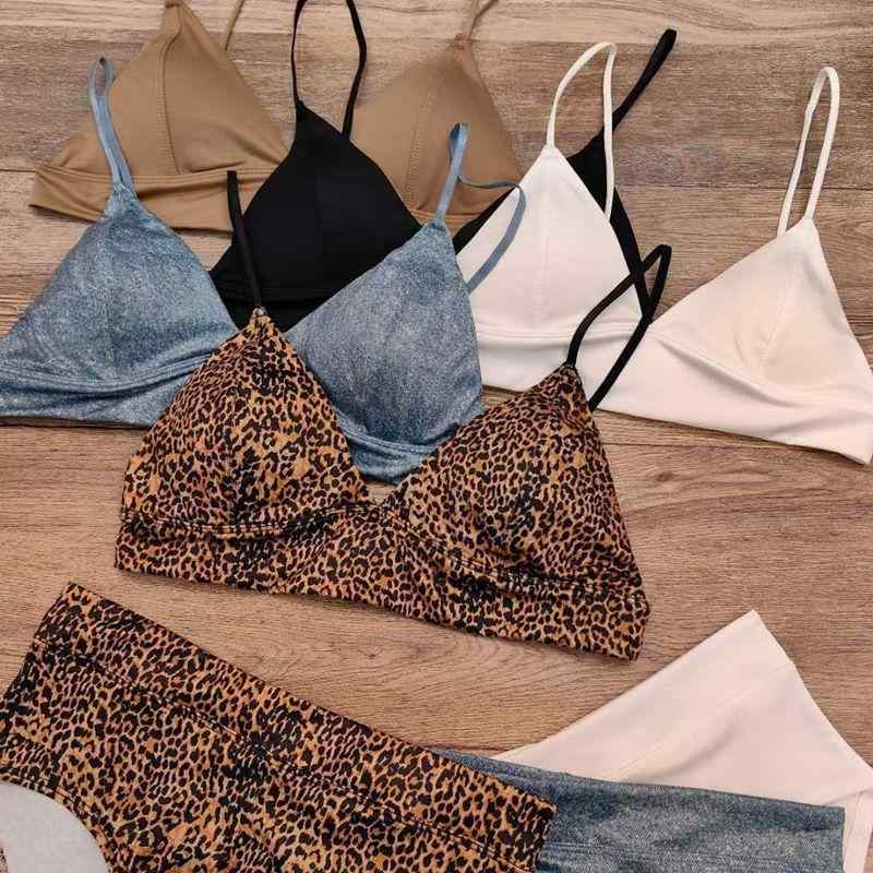 ブラジャー レディース ノンワイヤー 三角カップ セクシー フレンチスタイル 小胸 谷間メイク プッシュアップ シームレス 美背 細ストラップ 再生繊維 ナイロン 快適 薄手カップ ホワイト ブラック ヒョウ柄 セット 春夏