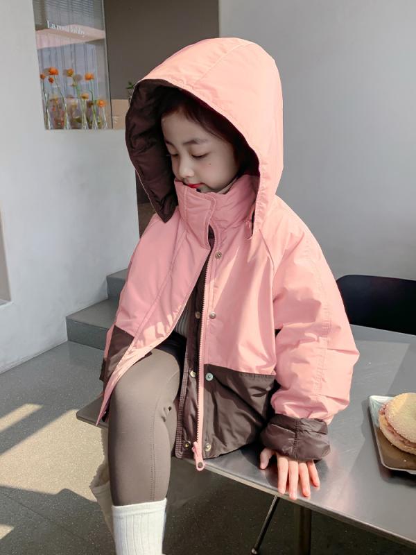 ダウンジャケット 女の子 キッズ ガールズ 子供服 撥水 防汚 防風 リバーシブル ホワイトダックダウン 90% ショート丈 アウター 秋冬 防寒｜way-ugo