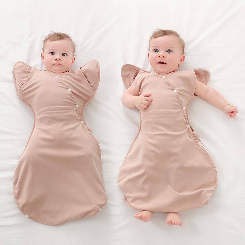 スリーパー 新生児 ベビー 男女兼用 モロー反射防止 安眠 綿100% コットン おくるみ 腕固定型 2way 寝冷え防止 防寒 キック防止 通気性 肌に優しい 春夏