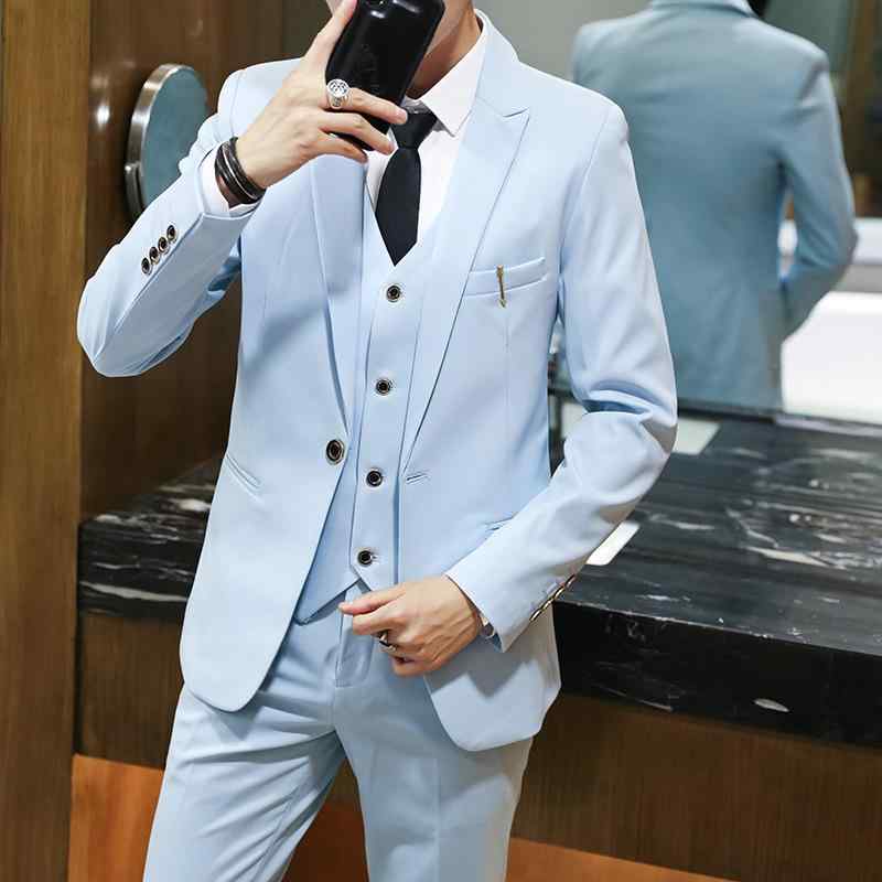 スーツ メンズ スリーピース セットアップ ビジネス カジュアル 結婚式 披露宴 パーティー 新郎 介添人 フォーマル 礼服 シングルボタン スリムフィット 通年｜way-ugo 7,024円