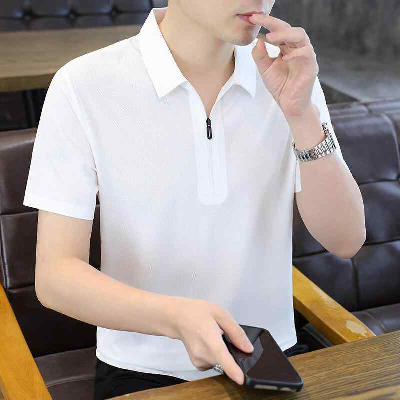 ポロシャツ メンズ 男性用 半袖 襟付き Tシャツ 通気性 春夏 普段着 カジュアル デイリーユース 無地 薄手 スリムフィット 洗える ウォッシャブル ナイロン ポリエステル混紡 ブラック ホワイト カーキ ベージュ