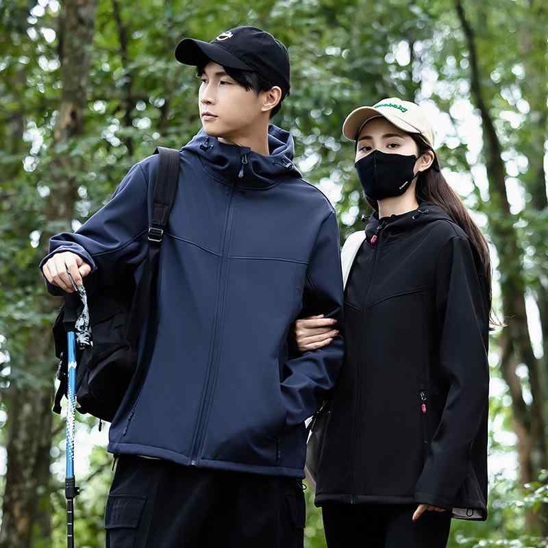 ジャケット ユニセックス アウトドア マウンテンパーカー ソフトシェル 登山 ハイキング キャンプ 防風 防水 防寒 保温 耐摩耗性 ポリエステル フード付き ゆったり 無地 カジュアル 高級感 アウター 秋冬