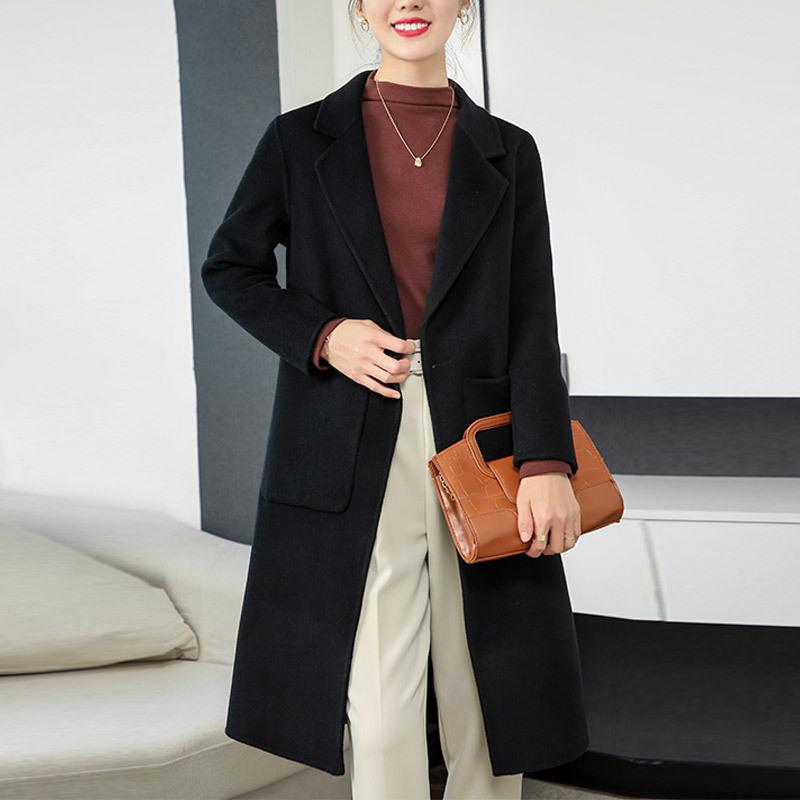 コート レディース 秋冬 ダブルフェイス カシミヤ ウール ミドル丈 ウエストマーク ストレート スリムフィット アウター オフィス 通勤 ビジネス きれいめ エレガント 厚手 細見え 上品|way-ugo