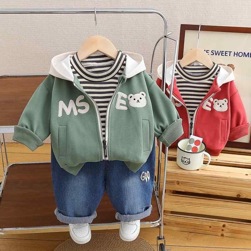 キッズ 男の子 男児 春秋 セットアップ 3点セット パーカー ジップアップ 長袖 キャラクター 綿 おしゃれ カジュアル 韓国風 ロングパンツ