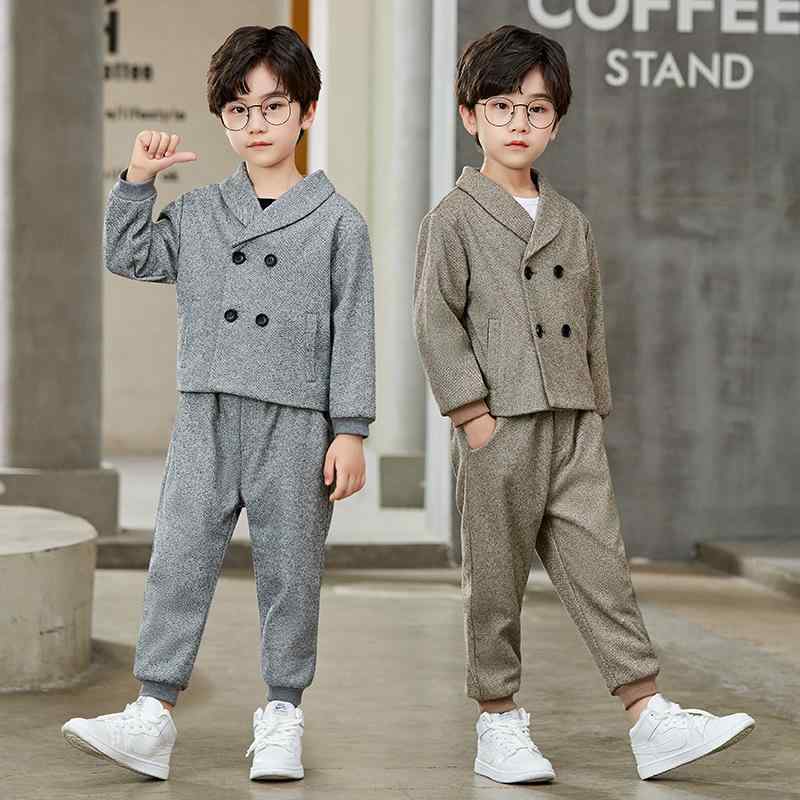 スーツ 男の子 キッズ 韓国風 おしゃれ かっこいい フォーマルスーツ ダブルブレスト ジャケット パンツ セットアップ 発表会 演奏会 入学式 卒業式 結婚式 七五三 舞台衣装 ポリエステル 秋冬春