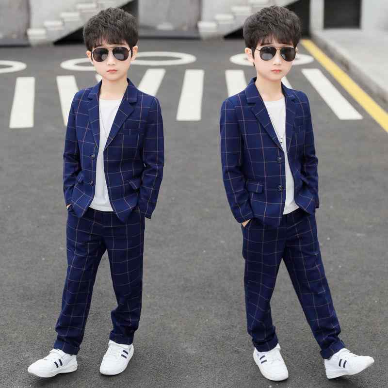 スーツ セットアップ 男の子 キッズ フォーマル 礼服 パンツスーツ ピアノ発表会 結婚式 卒業式 入学式 司会 リングボーイ 記念日 誕生日 セレモニー チェック柄 ポリエステル 春秋