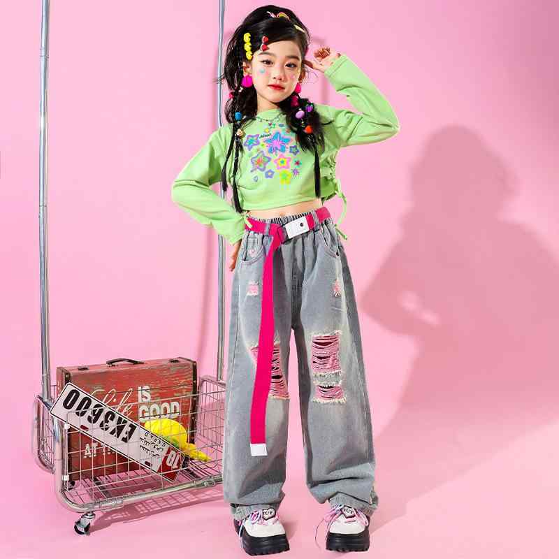 ダンス衣装 キッズ 女の子 ヒップホップ ジャズ ストリート セットアップ 上下セット 発表会 ステージ イベント トレンド おしゃれ コットン ソフト