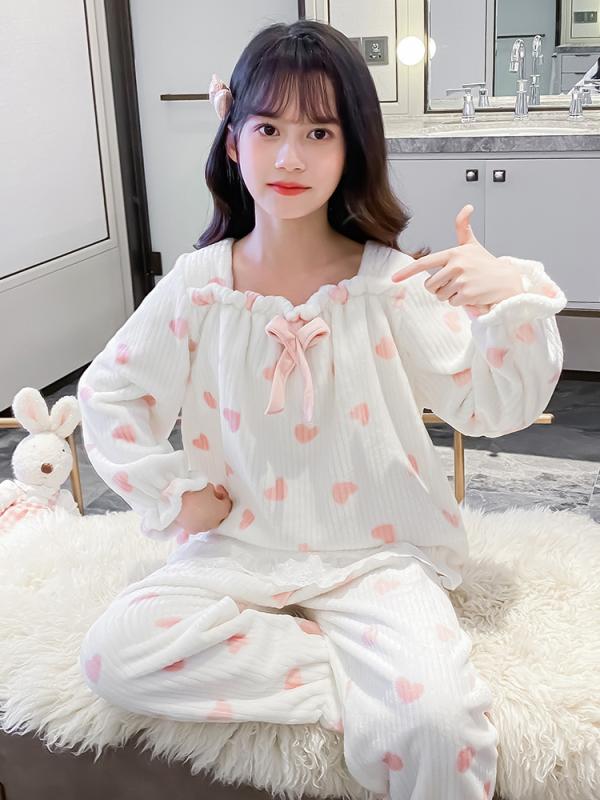 パジャマ キッズ 女の子 秋冬 フランネル ポリエステル 厚手 保温 暖かい やわらか 肌触り 快適 上下セット ホワイト ルームウェア 部屋着 かわいい ジュニア 子供服 4,483円