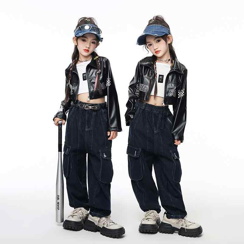 ダンスウェア 女の子 キッズ ジュニア ジャズダンス 衣装 韓国風 トレンド 練習着 発表会 舞台 パフォーマンス ポリエステル セットアップ 上下セット カジュアル 秋冬