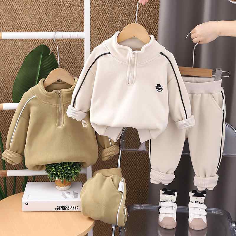 キッズ 男の子 セットアップ 上下セット パンツ カジュアル おしゃれ かわいい 韓国風 キャラクター ドラゴン刺繍 2点セット 裏起毛 厚手 長袖 ロングスリーブ ロングパンツ コットン 柔らかな肌触り 秋冬 オフホワイト グリーン