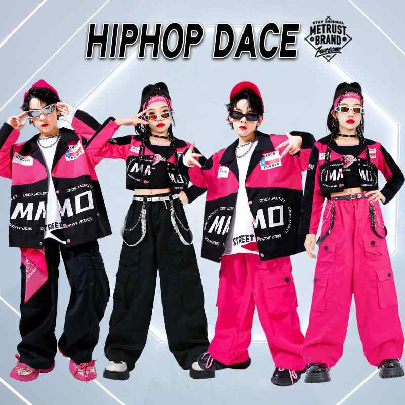 キッズ ダンス 衣装 男の子 女の子 ヒップホップ ストリート ジャズ ライダース風 ジャケット パンツ セットアップ 発表会 ステージ イベント レッスン着 春秋