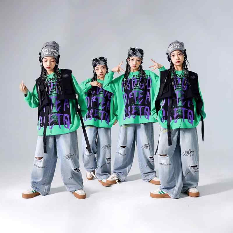ダンス衣装 キッズ 男の子 女の子 ヒップホップ ストリートダンス ベスト セットアップ 発表会 演出服 トレンド おしゃれ ポリエステル 春秋