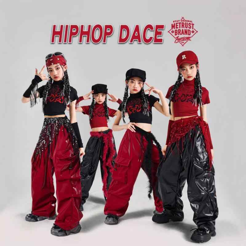 キッズダンス衣装 女の子 ガールズ ジャズダンス ストリートダンス ヒップホップ 発表会 ステージ 練習 レッスン フリンジトップス パンツ セットアップ クール おしゃれ