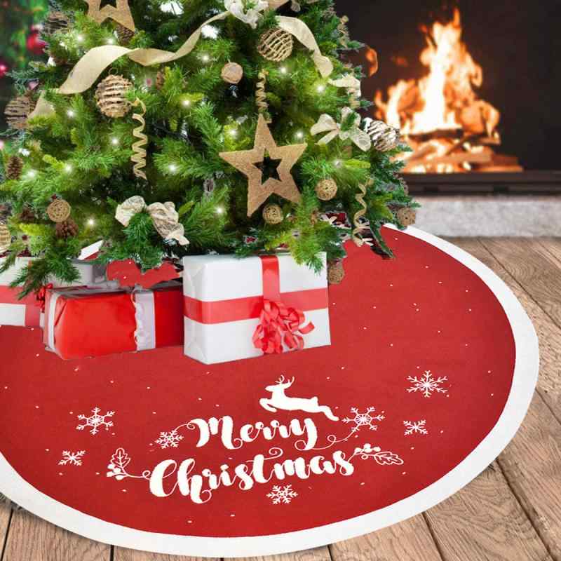 クリスマスツリースカート ニット 毛糸 アクリル トナカイ 刺繍 クラシック 北欧風 円形 足元隠し ソフト インテリア クリスマスツリー装飾