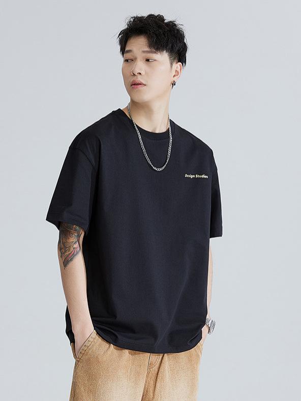 Tシャツ メンズ 半袖 ストリート系 カジュアル ビッグシルエット ゆったり クルーネック レタープリント コットン混 ストレッチ 薄手 普段使い デイリーユース 大きいサイズ