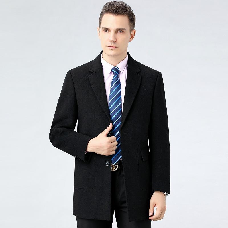 コート メンズ 冬 ミドル丈 ロング丈 ダブルフェイス カシミヤ ウール メルトン ダウンライナー付き シングルブレスト テーラードカラー ゆったり 厚手 アウター 男性用 シニア ミドルエイジ 普段使い カジュアル 無地 ブルー 12,692円