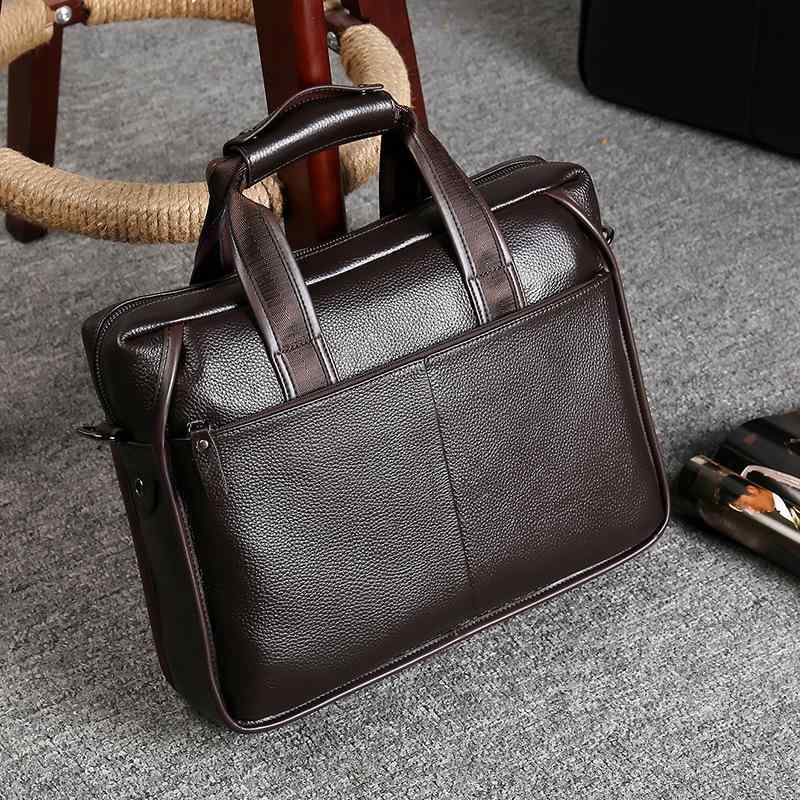 ビジネスバッグ メンズ 本革 牛革 レザー 横型 斜め掛け ワンショルダー ブリーフケース A4対応 通勤 鞄 オフィス用 高級感 シボ加工 ブラック ブラウン｜way-ugo 5,969円