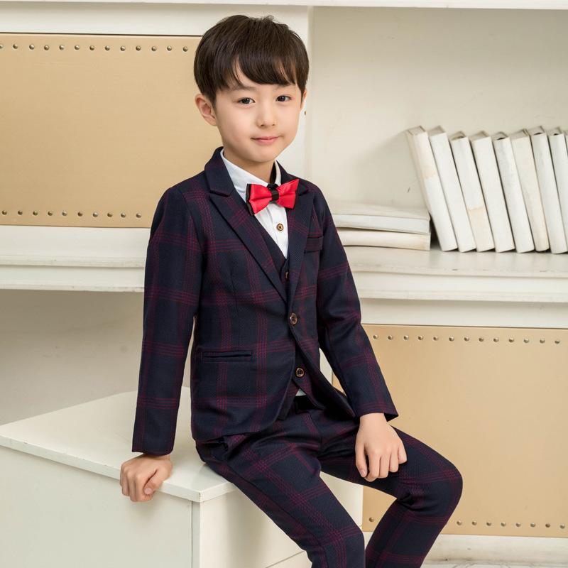 フォーマルスーツ 男の子 キッズ チェック柄 裏起毛 ジャケット 長袖 保温 防寒 綿 シングルボタン 発表会 結婚式 七五三 入学 卒業 セレモニー 英国風 春秋