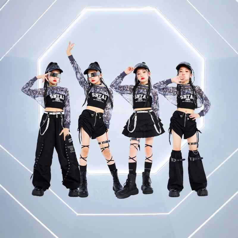 ダンス衣装 キッズ 女の子 子供服 ジャズダンス ヒップホップ ストリートダンス 発表会 イベント ステージ パフォーマンスウェア おしゃれ クール トレンド スポーティー 綿 コットン 春秋