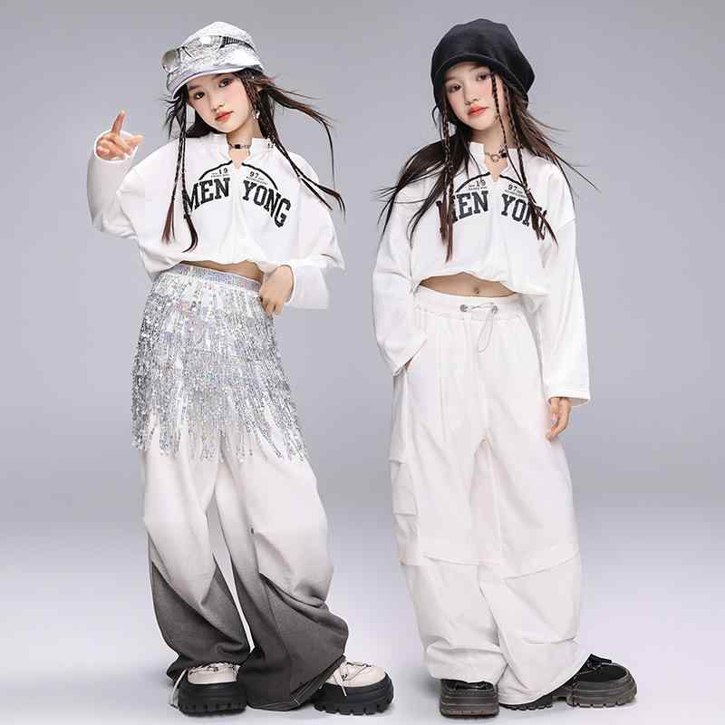 キッズ ガールズ ダンス衣装 ダンスウェア ジャズダンス ストリートダンス ヒップホップ 練習着 レッスン着 発表会 ステージ パフォーマンス 韓国風 おしゃれ 綿混素材