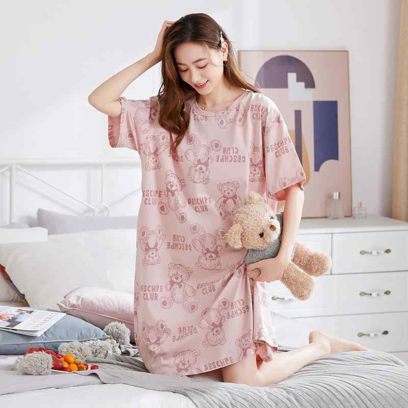 ルームワンピース レディース 女性用 春夏 モダール 半袖 ミモレ丈 総柄 かわいい ラウンドネック ゆったり 大きいサイズ 部屋着 パジャマ リラックスウェア 快適 接触冷感 通気性 伸縮性 ピンク系 ベージュ系