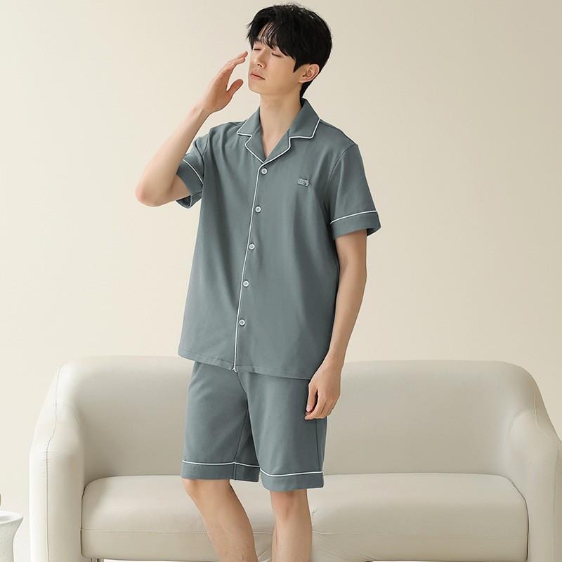ルームウェア メンズ パジャマ 男性用 半袖 ショートパンツ 短パン 上下セット コットン 綿 春夏秋 大きいサイズ ビッグサイズ シンプル 無地 外出着 ワンマイルウェア 快適 普段使い 高級感