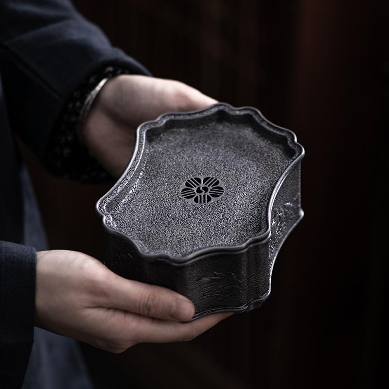 茶盤 純錫製 古錫風 レトロ 和風 新中式 乾式 水切り 貯水式 紅茶御盆 功夫茶器 急須台 茶承 ポット照明ランプ 茶の葉第四次元