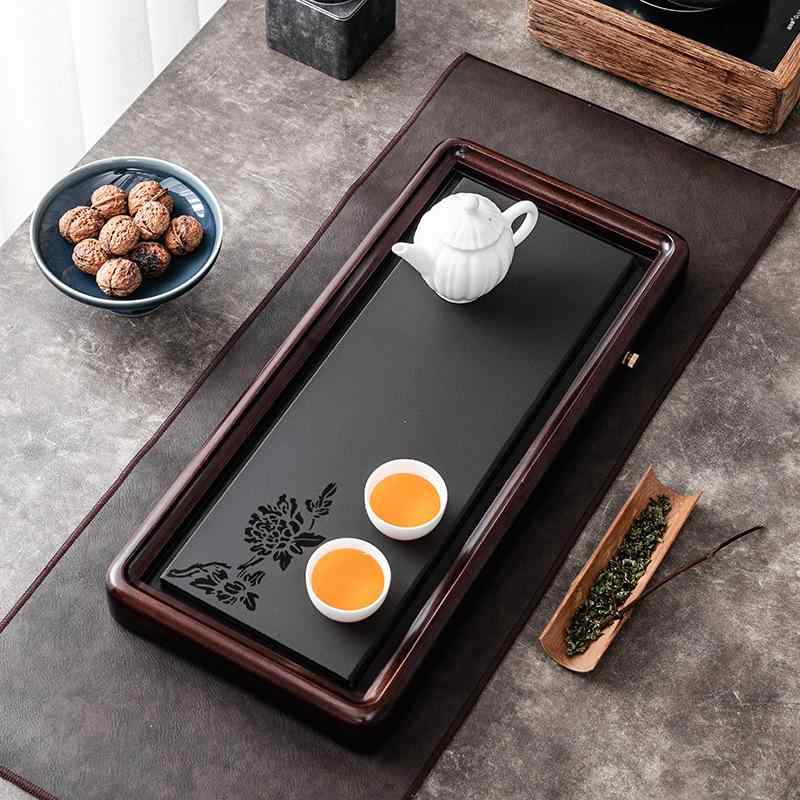 茶盤 紅茶御盆 烏金石 まっ黒 花梨 黒 乾泡式 水抜き式 水切り 吸水性 身寄り用 住み家用 卓上 中国茶道具 功夫茶道用 分かりやすい 今めかしい 青写真 和風 今めかしい アジアン室内装飾
